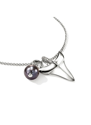 Detail View - Click To Enlarge - JOHN HARDY - Shark Tooth Talisman Sterling Silver Diamond Pearl Necklace — Size 16-18