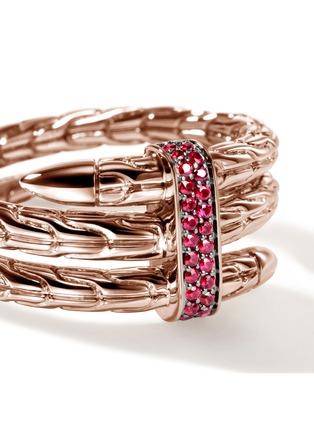 Detail View - Click To Enlarge - JOHN HARDY - Spear Double Wrap 14K Rose Gold Ruby Ring — Size 7