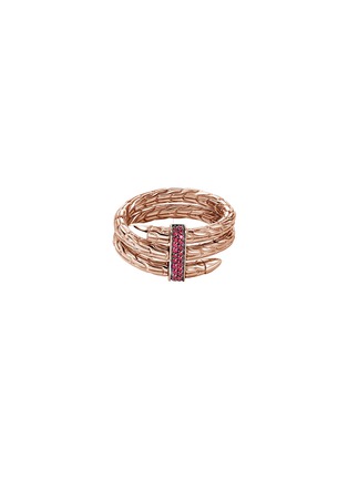 Main View - Click To Enlarge - JOHN HARDY - Spear Double Wrap 14K Rose Gold Ruby Ring — Size 7