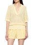 VARLEY Callie Short Sleeve Mesh Cotton Knit Top