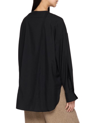 Back View - Click To Enlarge - TAIGA TAKAHASHI - Pintuck Front Stand Collar Blouse
