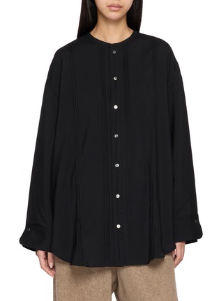 Main View - Click To Enlarge - TAIGA TAKAHASHI - Pintuck Front Stand Collar Blouse