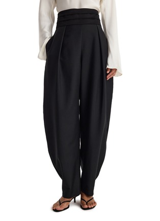 Main View - Click To Enlarge - RÓHE - Puck Satin Cummerbund Waistband Wool Pants