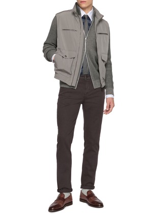 Figure View - Click To Enlarge - BRUNELLO CUCINELLI - Logo Embroidered Stretch Cotton Jeans