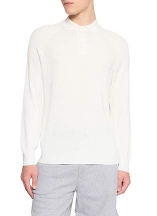 Main View - Click To Enlarge - BRUNELLO CUCINELLI - English Rib Cotton Knit Polo Sweater