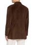 Back View - Click To Enlarge - BRUNELLO CUCINELLI - Double Breasted Peak Lapel Suede Leather Blazer