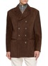 BRUNELLO CUCINELLI Double Breasted Peak Lapel Suede Leather Blazer