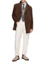 Figure View - Click To Enlarge - BRUNELLO CUCINELLI - Double Breasted Peak Lapel Suede Leather Blazer