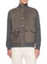 BRUNELLO CUCINELLI Leather Panel Knit Bomber Jacket