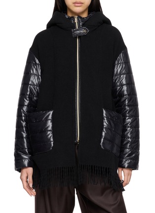 Main View - Click To Enlarge - HERNO - Tassel Hem Puffer Panel Hooded Jacket
