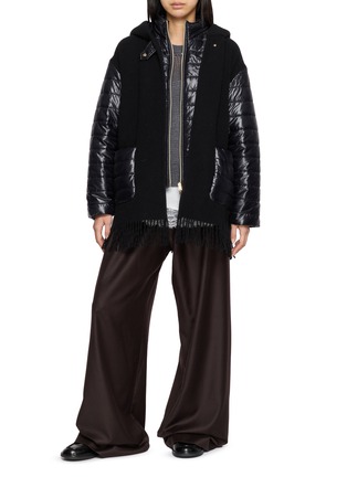 Figure View - Click To Enlarge - HERNO - Tassel Hem Puffer Panel Hooded Jacket
