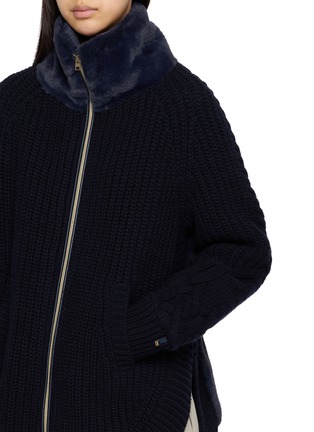  - HERNO - Fuzzy Panel Zip Up Wool Cardigan