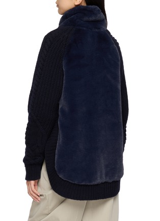 Back View - Click To Enlarge - HERNO - Fuzzy Panel Zip Up Wool Cardigan