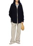 Figure View - Click To Enlarge - HERNO - Fuzzy Panel Zip Up Wool Cardigan