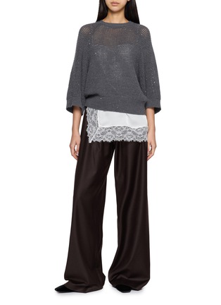 Figure View - Click To Enlarge - HERNO - Wool Silk Wide Leg Pants
