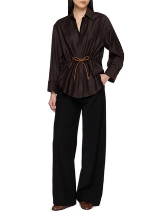 Figure View - Click To Enlarge - HERNO - Drawstring Waist Wide Leg Pants
