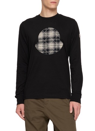 Main View - Click To Enlarge - MONCLER - Long Sleeve Chequered Emblem Appliqué Top