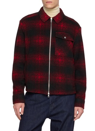 Main View - Click To Enlarge - MONCLER - Chequered Zip Up Shirt