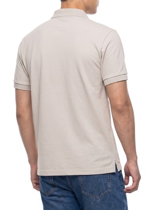 Back View - Click To Enlarge - MONCLER - Logo Badge Cotton Piqué Polo Shirt