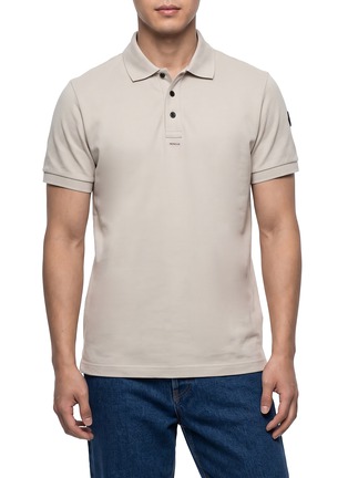 Main View - Click To Enlarge - MONCLER - Logo Badge Cotton Piqué Polo Shirt