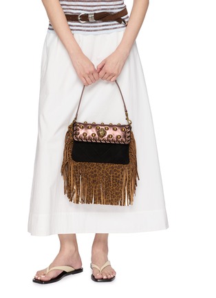 Front View - Click To Enlarge - KURT GEIGER - Small Oxford Fringe Suede Shoulder Bag