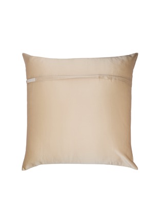 Detail View - Click To Enlarge - SILKY MIRACLE - Double Line Cotton-Silk Square Cushion — Beach Gold/Oyster White