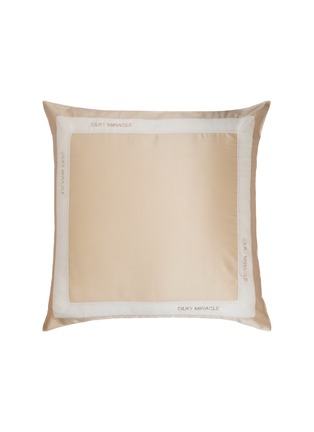 Main View - Click To Enlarge - SILKY MIRACLE - Double Line Cotton-Silk Square Cushion — Beach Gold/Oyster White