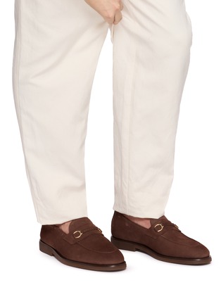 Figure View - Click To Enlarge - BRUNELLO CUCINELLI - Horsebit Suede Loafers