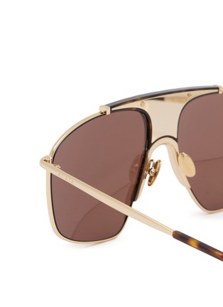 Detail View - Click To Enlarge - ALAÏA - Metal Angilar Aviator Sunglasses