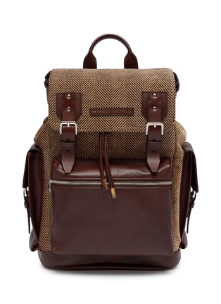 Main View - Click To Enlarge - BRUNELLO CUCINELLI - Leather Techno Fabric City Back Pack