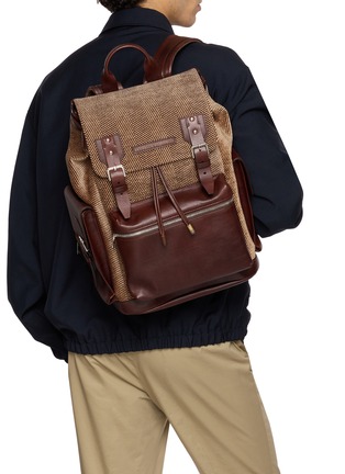 Figure View - Click To Enlarge - BRUNELLO CUCINELLI - Leather Techno Fabric City Back Pack