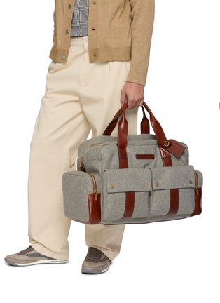 Figure View - Click To Enlarge - BRUNELLO CUCINELLI - Wool Alpaca Cashmere Leather Travel Bag