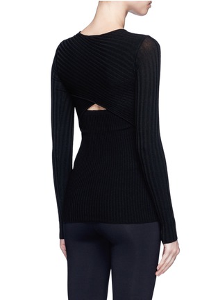 Back View - Click To Enlarge - LIVE THE PROCESS - Crisscross panelled rib knit sweater