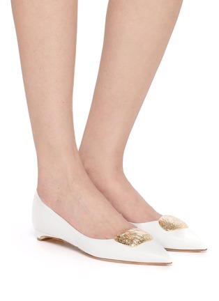 Figure View - Click To Enlarge - RUPERT SANDERSON - Bedfa Pebble Leather Skimmer Flats