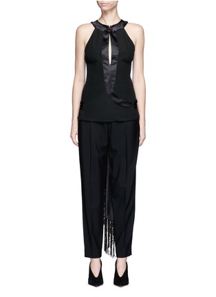 Main View - Click To Enlarge - HILLIER BARTLEY - Tassel back keyhole silk crepe top