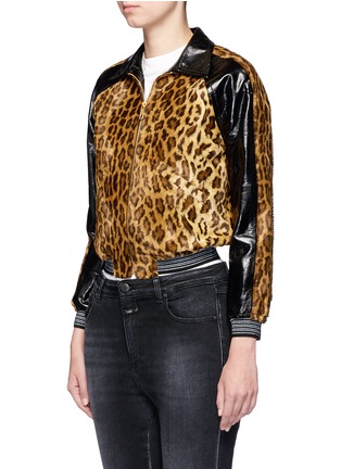Front View - Click To Enlarge - HILLIER BARTLEY - Leopard print faux fur leather bomber jacket