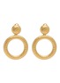 LANE CRAWFORD VINTAGE ACCESSORIES 1980's Gold Toned Hammered Clip On Hoop Earrings
