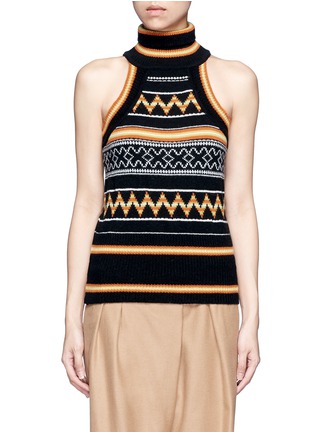 Main View - Click To Enlarge - HILLIER BARTLEY - Fair Isle intarsia turtleneck tank top