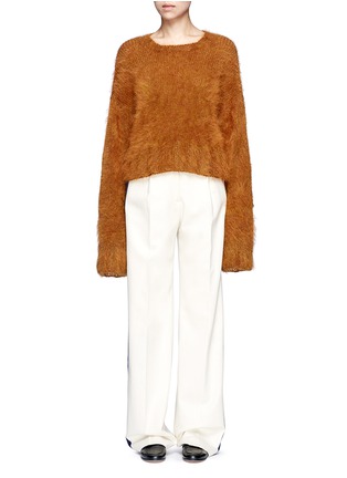 Main View - Click To Enlarge - HILLIER BARTLEY - Leopard print faux fur patch mohair blend sweater