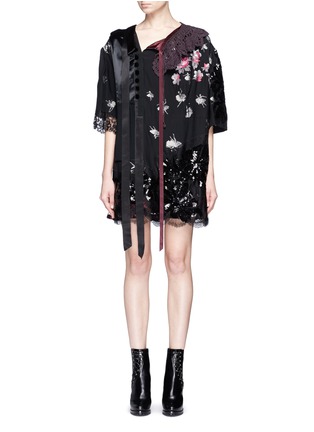 Main View - Click To Enlarge - MARC JACOBS - Crochet collar sequin lace patchwork jacquard dress