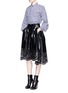 Figure View - Click To Enlarge - MARC JACOBS - Floral lasercut hem PU laminated skirt
