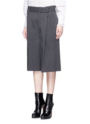 Front View - Click To Enlarge - MARC JACOBS - Pinstripe wool blend cropped wide leg pants