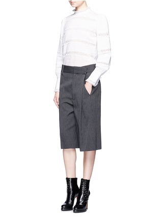 Figure View - Click To Enlarge - MARC JACOBS - Pinstripe wool blend cropped wide leg pants