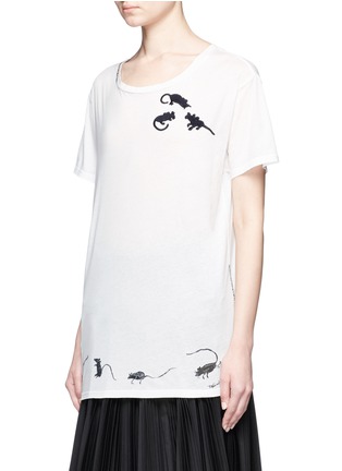 Front View - Click To Enlarge - MARC JACOBS - Mice embroidered cotton T-shirt