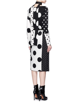 Back View - Click To Enlarge - MARC JACOBS - Contrast polka dot print dress with scarf