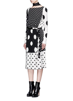 Figure View - Click To Enlarge - MARC JACOBS - Contrast polka dot print dress with scarf