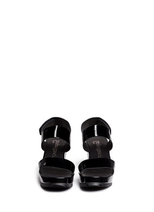 Front View - Click To Enlarge - PEDRO GARCIA  - 'Fiona' patent leather platform wedge sandals