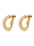 LANE CRAWFORD VINTAGE ACCESSORIES 1980's Gold Toned Faux Pearl Hoop Clip On Earrings