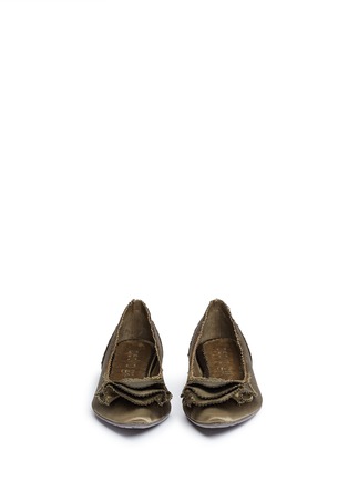 Front View - Click To Enlarge - PEDRO GARCIA  - 'Albany' ruffled satin skimmer flats