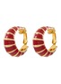 LANE CRAWFORD VINTAGE ACCESSORIES 1980's Gold Toned Enamel Hoop Clip On Earrings